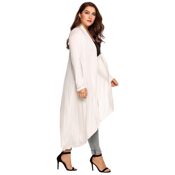 💥 SALE Open Drape Front Long Maxi Cardigan Plus - Picture 3 of 5